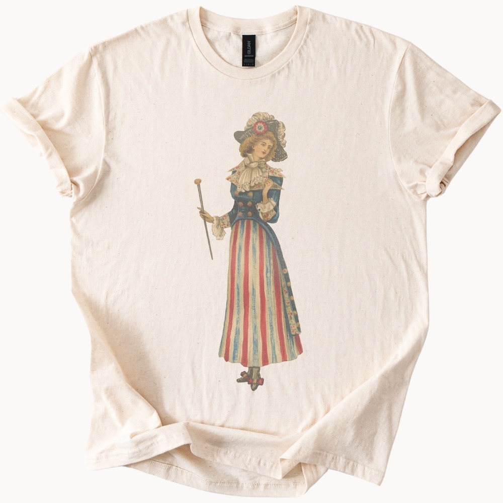 Historical Figure Sword Graphic Tee Vintage Costume Illustration